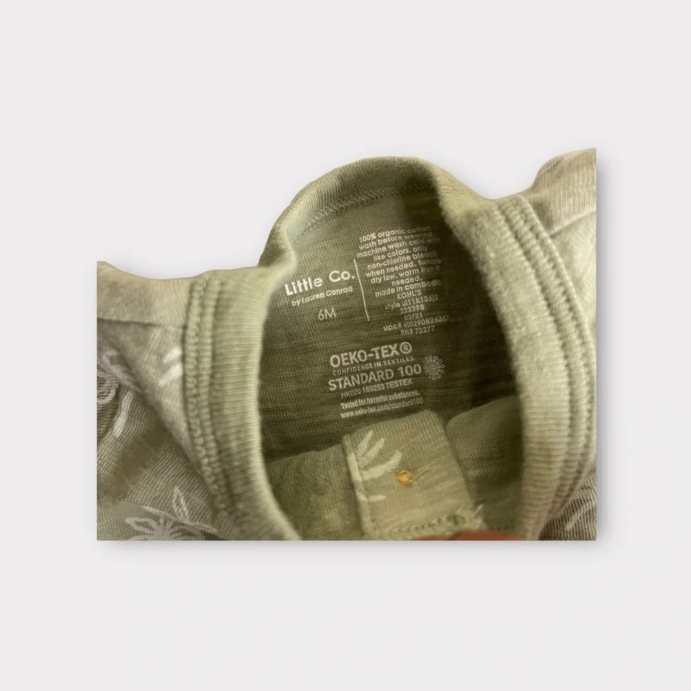 Little Co. By Lauren Conrad Palm Tree Pattern Pale Green Organic Shirt